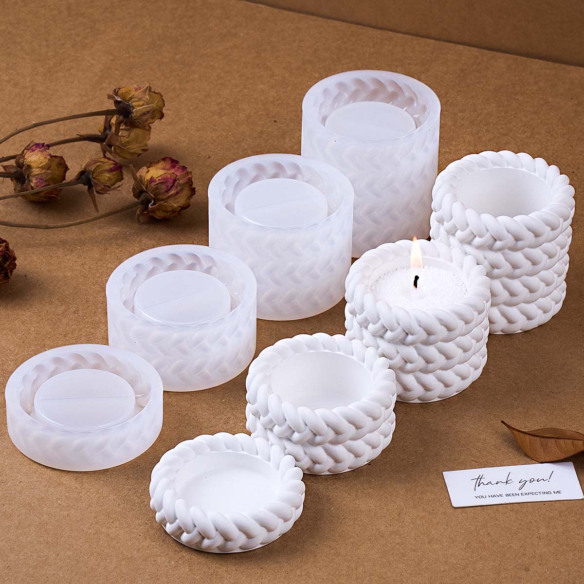 Coaster Mold Round - 1/2/3/4 Etagen Hanfseil Kerze Glas Silikonform