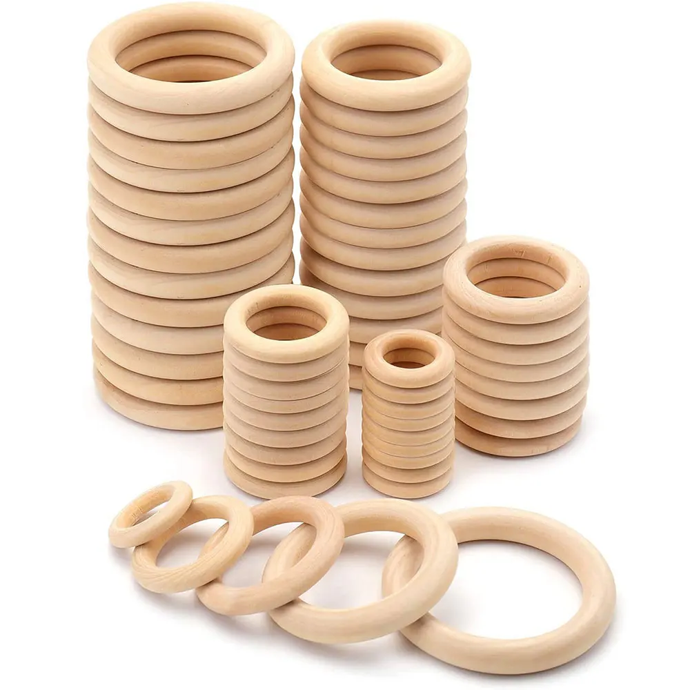 Wood Ring Blank - Unbehandelte Massivholzringe 15-100MM Natürliche Holzringe für