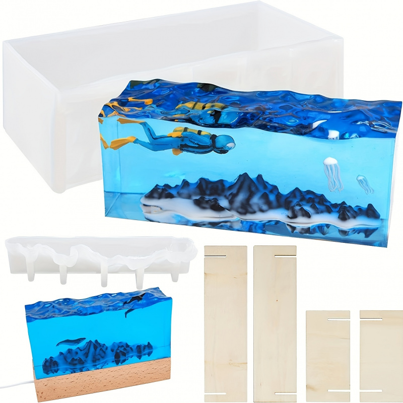Resin Ocean Wave Mold - 1 Satz Ozeanwellen-Harzformen, Epoxidharz, Wasserwelligkeit, rechteckige