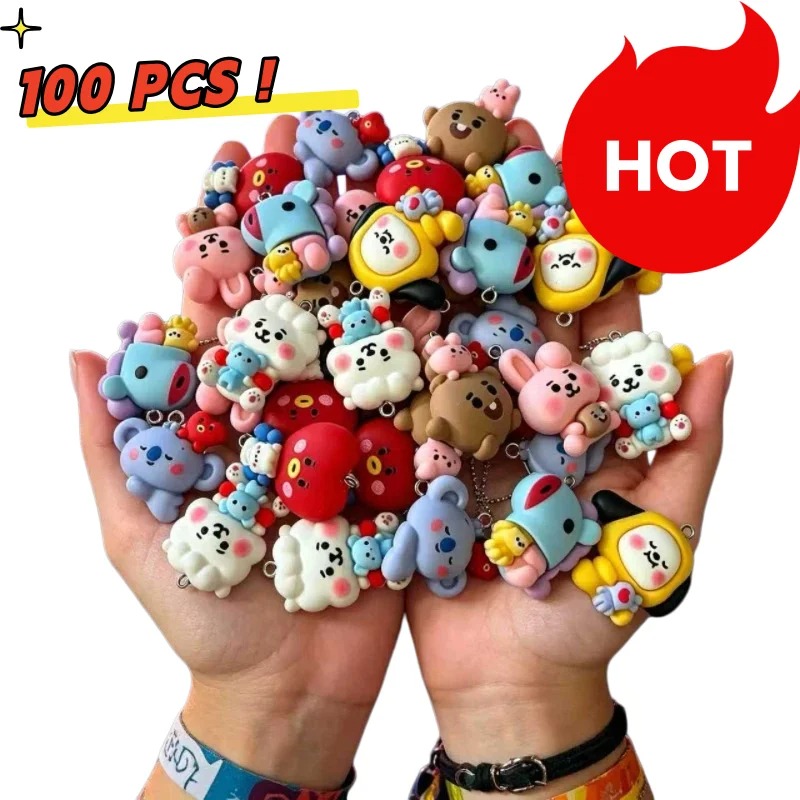 Resin Craft Projects - 7 Stück BT21 Harz-Cartoon-Anhänger DIY-Zubehör Bastelbedarf