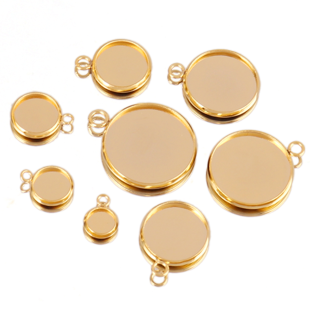 Bezels Set Pendant - 10 Stück Edelstahl Cabochon 4,9 6,1
