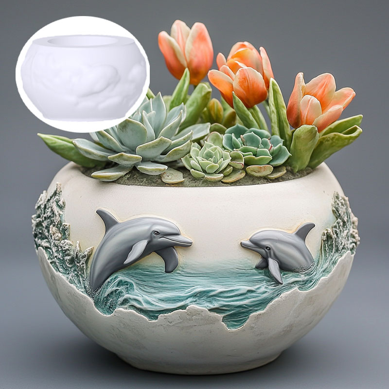 Paar Delphin Relief Sukkulente – Resin Ocean Wave Mold Bewertung und Preis