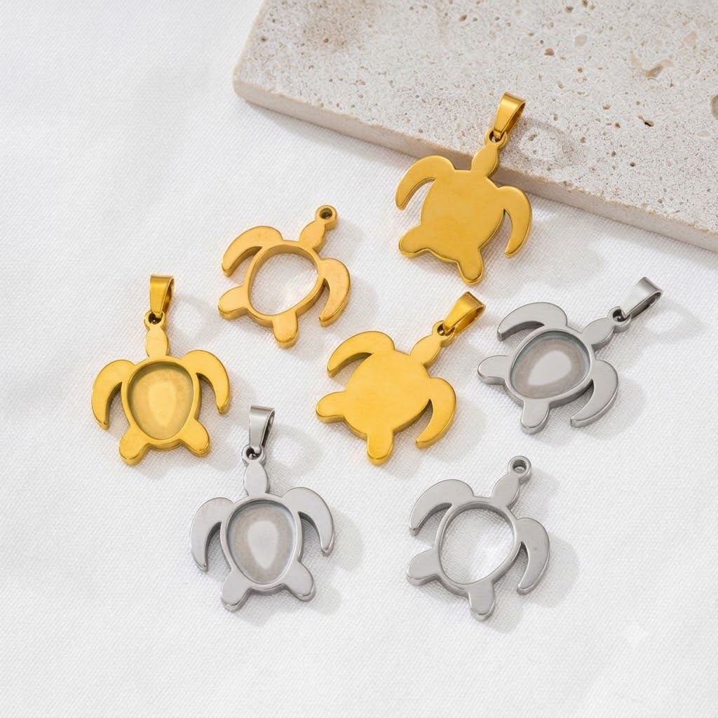 5 Stück/Set Edelstahl Schildkr – Bezels Set Pendant Bewertung und Preis